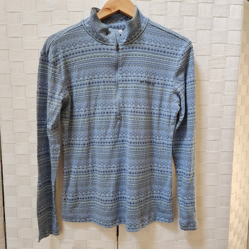 Columbia Blue Drifting Snow Half Zip Pull Over Women's Large